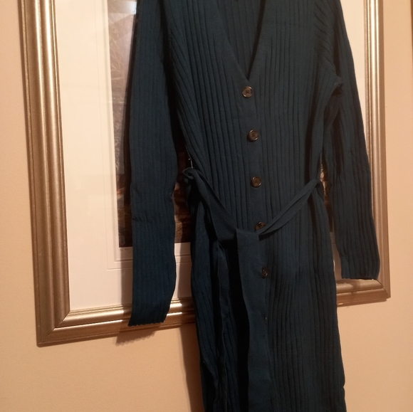 NWOT Dark teal long cardigan/dress size 16-18 - Picture 3 of 4